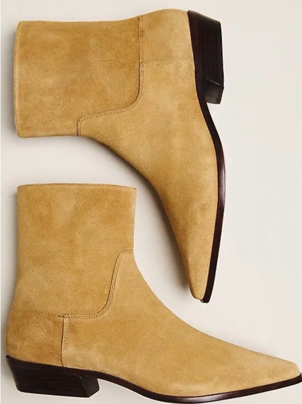 Reformation Suede Ankle Boots in Tan Suede